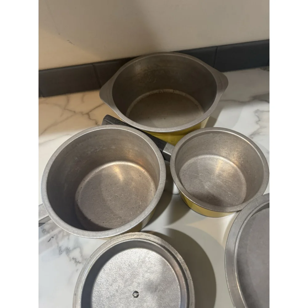 Vintage Aluminum Cookware Yellow Aluminum 5-Piece Set USA RARE Graham Kerr Sears